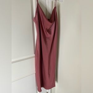 Rue 21 Satin Rose Gold Cowl Neck Dress